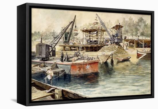 Building the Paris Metro-Charles Jouas-Framed Stretched Canvas