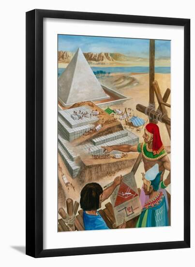 Building the Pyramids (Gouache on Paper)-Peter Jackson-Framed Giclee Print