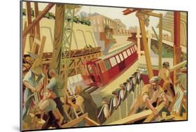 Building the Railways-null-Mounted Premium Giclee Print
