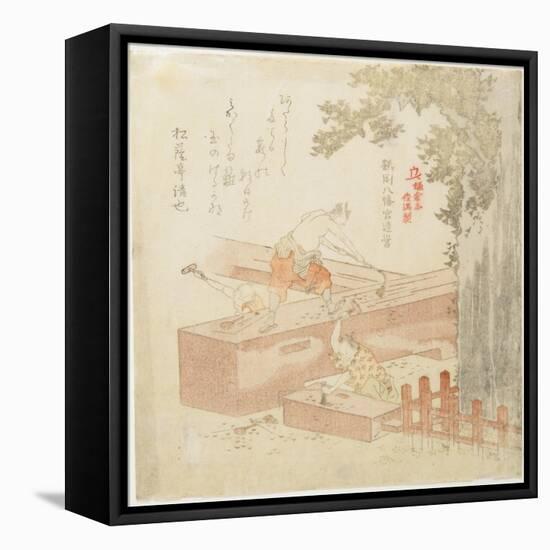 Building the Tsurugaoka Machimangu Shrine-Kubo Shunman-Framed Stretched Canvas