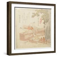 Building the Tsurugaoka Machimangu Shrine-Kubo Shunman-Framed Giclee Print
