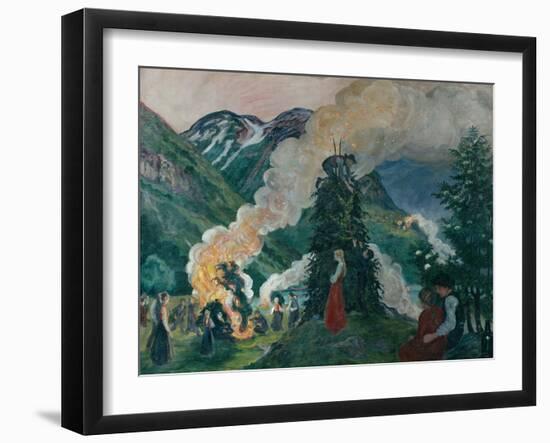 Building up the big midsummer fire, 1908-Fritz Thaulow-Framed Giclee Print