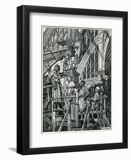 Building Westminster Hall-Peter Jackson-Framed Premium Giclee Print