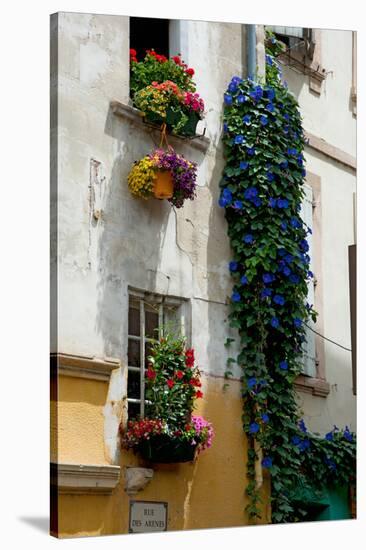 Building with Flower Pots on Each Window, Rue Des Arenes, Arles, Bouches-Du-Rhone-null-Stretched Canvas