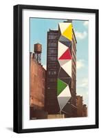 Building with Modern Art Installation-null-Framed Art Print