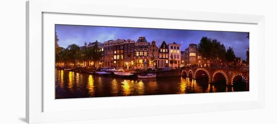 Buildings Along a Canal at Dusk, Amsterdam, Netherlands-null-Framed Photographic Print