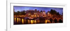 Buildings Along a Canal at Dusk, Amsterdam, Netherlands-null-Framed Photographic Print