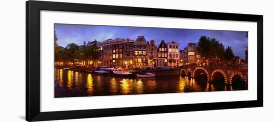Buildings Along a Canal at Dusk, Amsterdam, Netherlands-null-Framed Photographic Print