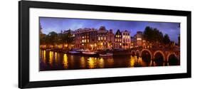 Buildings Along a Canal at Dusk, Amsterdam, Netherlands-null-Framed Photographic Print