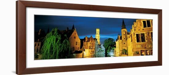 Buildings along a canal, Bruges, West Flanders, Flemish Region, Belgium-null-Framed Photographic Print