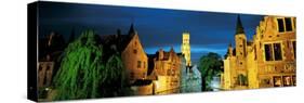 Buildings along a canal, Bruges, West Flanders, Flemish Region, Belgium-null-Stretched Canvas