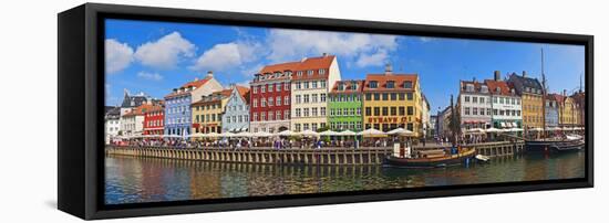 Buildings Along a Canal with Boats, Nyhavn, Copenhagen, Denmark-null-Framed Stretched Canvas