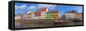 Buildings Along a Canal with Boats, Nyhavn, Copenhagen, Denmark-null-Framed Stretched Canvas