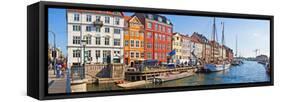 Buildings Along a Canal with Boats, Nyhavn, Copenhagen, Denmark-null-Framed Stretched Canvas