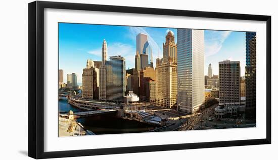 Buildings Along a River, Chicago River, Chicago, Illinois, USA-null-Framed Photographic Print