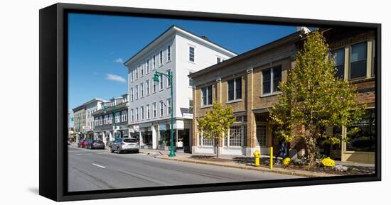 Buildings along a street, Rockland, Knox County, Maine, USA-null-Framed Stretched Canvas