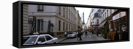 Buildings Along a Street with a Tower in the Background, Rue Saint Dominique, Eiffel Tower-null-Framed Stretched Canvas