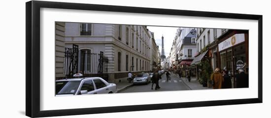 Buildings Along a Street with a Tower in the Background, Rue Saint Dominique, Eiffel Tower-null-Framed Premium Photographic Print