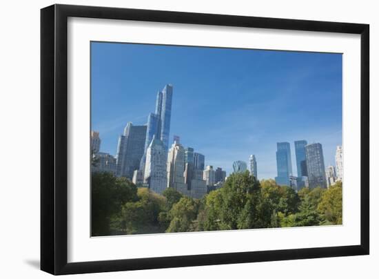 Buildings Along Central Park South Will Wollman Rink in Central Park, New York City, Ny-Greg Probst-Framed Photographic Print