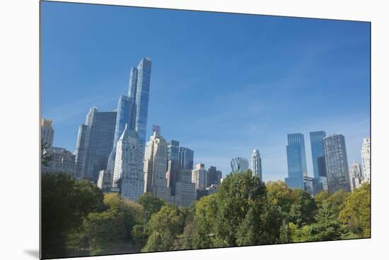 Buildings Along Central Park South Will Wollman Rink in Central Park, New York City, Ny-Greg Probst-Mounted Premium Photographic Print