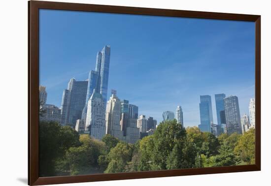 Buildings Along Central Park South Will Wollman Rink in Central Park, New York City, Ny-Greg Probst-Framed Photographic Print