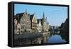 Buildings Along Graslei or Quai Aux Herbes, Lys River, Ghent, Belgium-null-Framed Stretched Canvas