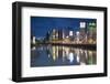 Buildings Along Hakata River at Dusk, Fukuoka, Kyushu, Japan-Ian Trower-Framed Photographic Print