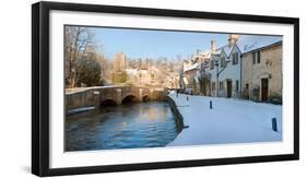 Buildings Along Snow Covered Street, Castle Combe, Wiltshire, England-null-Framed Photographic Print