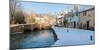 Buildings Along Snow Covered Street, Castle Combe, Wiltshire, England-null-Mounted Photographic Print