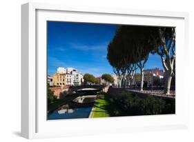 Buildings Along the Basse Riverfront, Perpignan, Pyrenees-Orientales, Languedoc-Roussillon, France-null-Framed Photographic Print