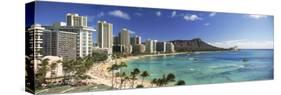 Buildings Along the Coastline, Diamond Head, Waikiki Beach, Oahu, Honolulu, Hawaii, USA-null-Stretched Canvas