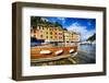 Buildings Along the Harbor, Portofino, Italy-George Oze-Framed Premium Photographic Print