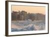 Buildings Along the Malecon in Soft Evening Sunlight with Large Waves Crashing Against the Sea Wall-Lee Frost-Framed Photographic Print