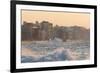 Buildings Along the Malecon in Soft Evening Sunlight with Large Waves Crashing Against the Sea Wall-Lee Frost-Framed Photographic Print