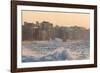 Buildings Along the Malecon in Soft Evening Sunlight with Large Waves Crashing Against the Sea Wall-Lee Frost-Framed Photographic Print