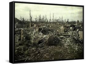 Buildings and Trees Destroyed by Artillery Fire, Chaulnes, Somme, France, 1917-Fernand Cuville-Framed Stretched Canvas