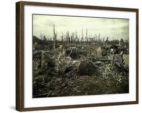 Buildings and Trees Destroyed by Artillery Fire, Chaulnes, Somme, France, 1917-Fernand Cuville-Framed Giclee Print