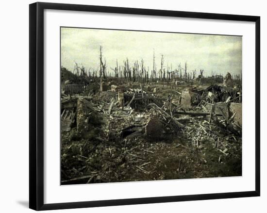 Buildings and Trees Destroyed by Artillery Fire, Chaulnes, Somme, France, 1917-Fernand Cuville-Framed Giclee Print