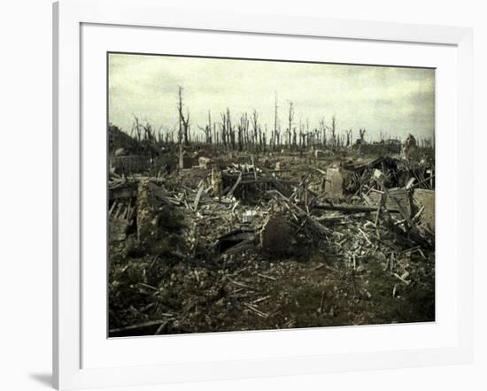 Buildings and Trees Destroyed by Artillery Fire, Chaulnes, Somme, France, 1917-Fernand Cuville-Framed Giclee Print