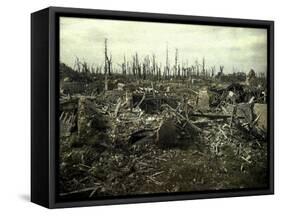 Buildings and Trees Destroyed by Artillery Fire, Chaulnes, Somme, France, 1917-Fernand Cuville-Framed Stretched Canvas