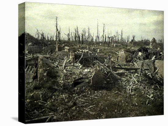 Buildings and Trees Destroyed by Artillery Fire, Chaulnes, Somme, France, 1917-Fernand Cuville-Stretched Canvas