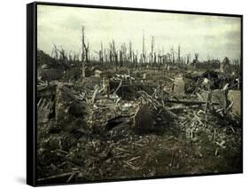 Buildings and Trees Destroyed by Artillery Fire, Chaulnes, Somme, France, 1917-Fernand Cuville-Framed Stretched Canvas