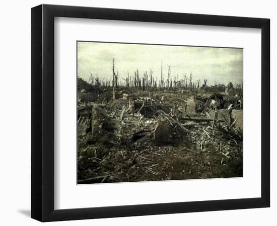 Buildings and Trees Destroyed by Artillery Fire, Chaulnes, Somme, France, 1917-Fernand Cuville-Framed Giclee Print