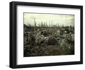 Buildings and Trees Destroyed by Artillery Fire, Chaulnes, Somme, France, 1917-Fernand Cuville-Framed Giclee Print