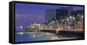 Buildings at Porto Da Barra Beach with Forte De Santo Antonio Lighthouse at Evening, Salvador-null-Framed Stretched Canvas