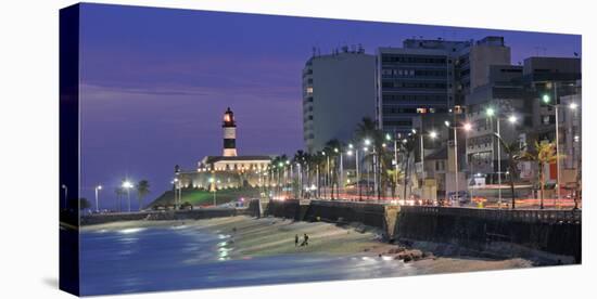 Buildings at Porto Da Barra Beach with Forte De Santo Antonio Lighthouse at Evening, Salvador-null-Stretched Canvas