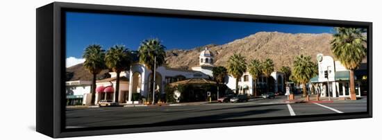 Buildings at the Roadside, Palm Springs, Riverside County, California, USA-null-Framed Stretched Canvas