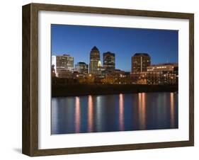 Buildings at the Waterfront, Des Moines River, Des Moines, Iowa, USA-null-Framed Photographic Print