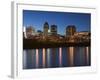 Buildings at the Waterfront, Des Moines River, Des Moines, Iowa, USA-null-Framed Photographic Print