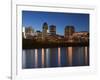 Buildings at the Waterfront, Des Moines River, Des Moines, Iowa, USA-null-Framed Photographic Print